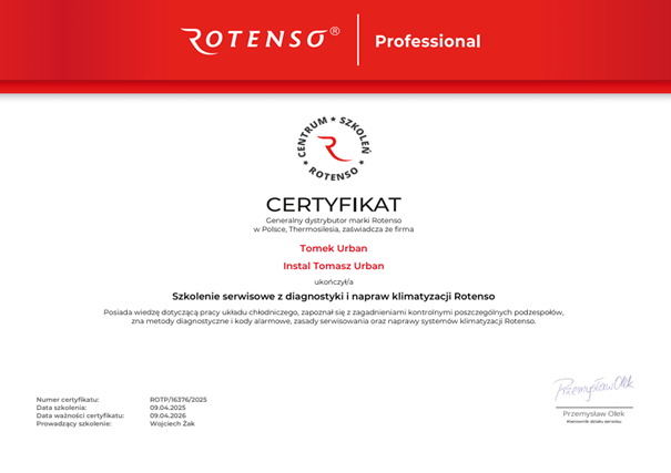 Certyfikat Rotenso